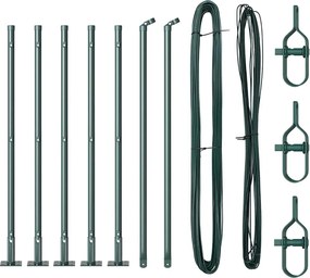 vidaXL Stâlp de gard. 7 pcs Verde Oțel