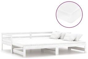 3083655 vidaXL Pat extensibil de zi, 2x(90x200) cm, alb, lemn masiv de pin