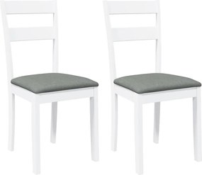 vidaXL Scaune de sufragerie cu perne 2 buc cauciuc din lemn masiv alb