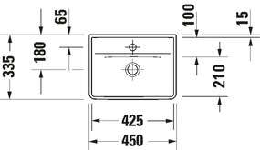 Duravit 738450041 - Lavoar suspendat D-NEO, 45 x 33,5 cm, ceramică, alb lucios