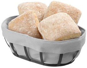 Coș de pâine cu material textil, 16 x 25 cm, Hendi, negru-gri