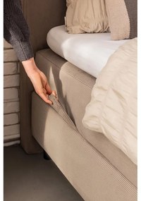 Pat boxspring taupe cu spațiu de depozitare 180x200 cm Elva Bold – Bonami Selection
