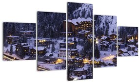 Tablou - orășelul montan iarna (125x70 cm), în 40 de alte dimensiuni noi