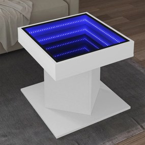 847560 vidaXL Măsuță de cafea cu LED, alb, 50x50x45 cm, lemn prelucrat