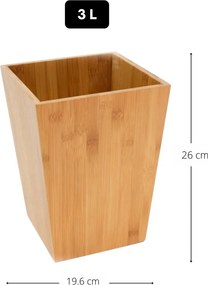 Coș de gunoi în culoare naturală din bambus 3 l – MSV