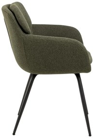 Scaun de sufragerie kaki cu cotiere tapițat Dora – Actona