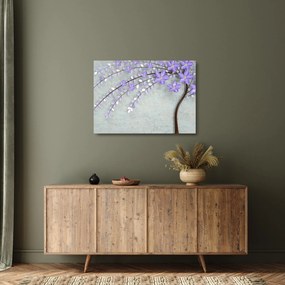 Tablou pe sticlă - ploaie violetă (70x50 cm)