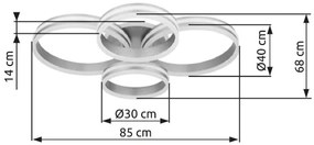 Plafonieră LED dimabilă Globo 67260-90 RUBIO LED/90W/230V 68x85 cm + telecomandă