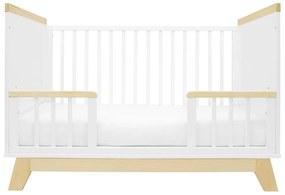 New Baby Crib Marcus cu barieră, alb/natural