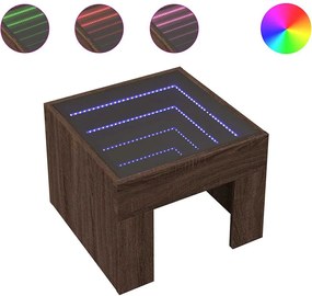 vidaXL Măsuță de cafea cu LED infinity, stejar maro, 40x40x30 cm