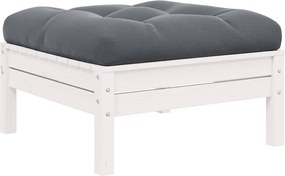 vidaXL Taburet de grădină cu pernă antracit, alb, lemn masiv de pin