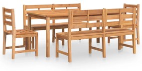 3157201 vidaXL Set de sufragerie de grădină, lemn masiv de tec, 5 piese