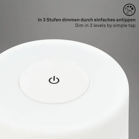 Lampă LED tactilă reîncărcabilă dimabilă de masă Briloner 7420016 LED/4W/5V IP44 3000K alb