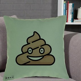Perna Decorativa Emoji Poop Funny, 40x40 cm, Verde, Husa Detasabila, Perna Inclusa, BEKZ®