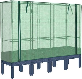 vidaXL Strat înălțat cu husă de seră, aspect ratan, 160x40x140 cm