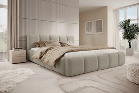 Pat tapițat cu ladă de depozitare Tesia 160x200 - bouclé bej Quelle 05