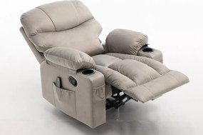 Fotoliu Masaj, Incalzire, rabatabil, sezut cu arcuri metalice, suport picioare extensibil, Catifea, Gri