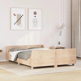 vidaXL Cadru de pat fără saltea, 135x190 cm, lemn masiv de pin