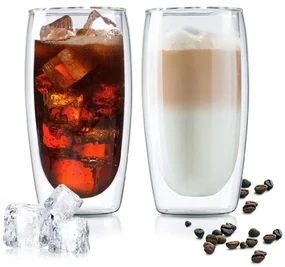 Set 2 pahare Latte Macchiato Vivo, sticla borosilicata, pereti dubli, 350 ml