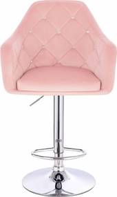 HR830CW Scaun Roz Pudra Catifea cu Bază Cromata