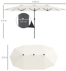 Outsunny Umbrelă dublă 436 x 260 cm, Protecție UV, Umbrelă de oțel cu manivelă, Ovală Bej | Aosom Romania