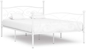 vidaXL Cadru de pat cu bază din șipci, alb, 120 x 200 cm, metal