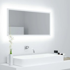 Oglinda de baie cu LED, alb, 90x8,5x37 cm, lemn prelucrat Alb
