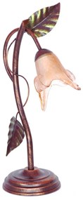 Veioză maro închis cu abajur din sticlă (înălțime 49 cm) Ania – LAMKUR