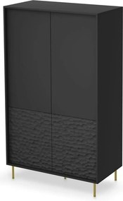 Dulap BULLET S-1, negru/auriu, PAL laminat/metal, cu 4 usi, 90x53x185