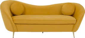 Canapea cu 3 locuri de design, ţesătură Velvet galbenă/gold crom auriu, EZIO TYP 3