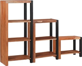 vidaXL Raft pentru cărți 3 pcs Maro 50 x 30 x 110 cm