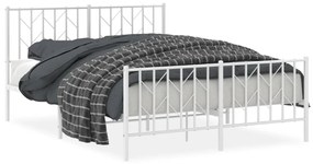 374505 vidaXL Cadru pat metalic cu tăblie de cap/picioare , alb, 140x200 cm