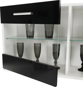 Mobilier living, alb/extra strălucire neagră HG, LEO