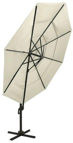 Umbrela de soare 4 niveluri, stalp de aluminiu, nisipiu, 3x3 m Nisip