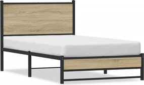 vidaXL Cadru pat metalic fără saltea, stejar sonoma, 107x203 cm