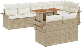 vidaXL Set de canapele pentru grădină 9 pcs Bej și crem poliratan
