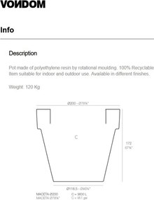 Ghiveci plante design decorativ exterior/interior MACETA PLANTER 200x172cm