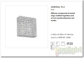 Aplica de perete cristal Venezian dim. 30x30cm ADMIRAL PL4 Cromo
