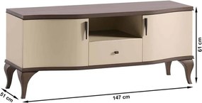 Set lemn masiv nuc Living Leona 3 Piese Crem-