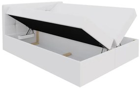 Pat matrimonial Boxspring 160 cm Cinara (piele ecologică soft 017 (Alb). 1054104