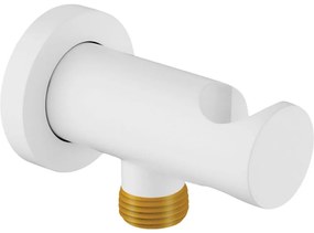 Racord unghiular alb pentru furtun de dus, Deante Cascada Alb mat