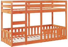 vidaXL Pat supraetajat, maro ceruit, 75x190 cm, lemn masiv de pin