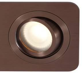 Set de 6 spoturi încastrate rotunjite, bronz închis, GU10 50mm, pivotante și înclinabile, IP44, 2 lumini - Alberto