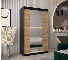 Dulap de haine 120 cm Toki 1 (negru mat + stejar artisan). 1064893