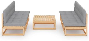 Set mobilier de gradina cu perne, 7 piese, lemn masiv de pin Maro, 1, Da