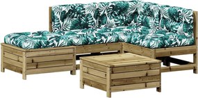 vidaXL Set mobilier de grădină cu perne, 5 piese, lemn de pin tratat