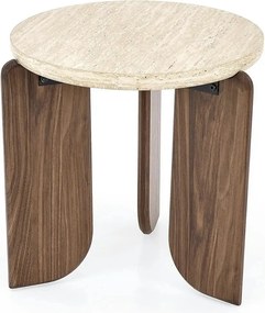 Masuta cafea MAMBO S, travertin/nuc, 50x51 cm