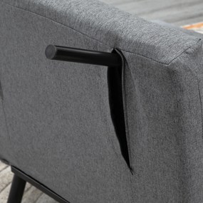 HOMCOM Fotoliu extensibil cu spătar ajustabil în 5 poziții, țesătură cu efect de in și oțel, 75x70x75 cm, Gri | Aosom Romania
