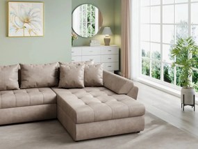 Colțar extensibil dumonde cu ladă de depozitare si sezut confortabil din spuma high-density, Loana U Tobago Silver 355x185 cm