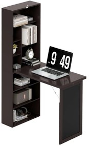 HOMCOM Birou cu depozitare pliabil de perete rabatabil cu bibliotecă, post de lucru, tablou cu cretă și raft reglabil | Aosom Romania